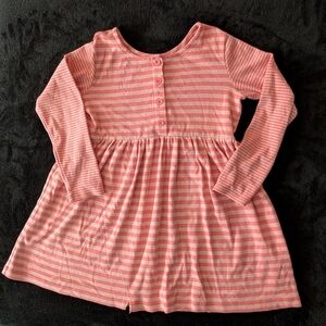 Hanna Andersson Striped Girls 100% Cotton Play Dress Light Pink Long Sleeve